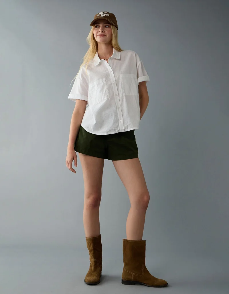 امريكان ايجل قميص بأزرار من مزيج الكتان