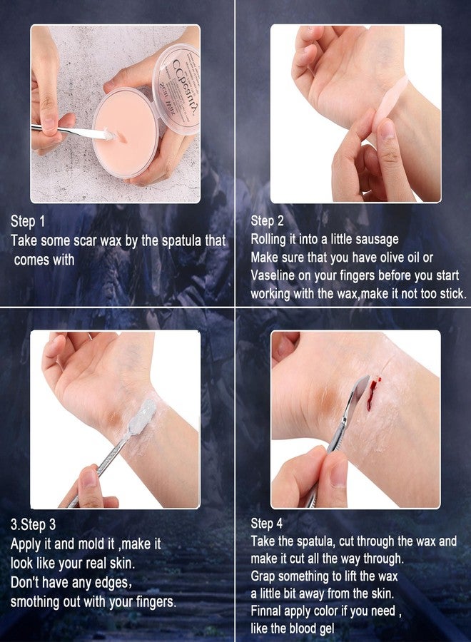 CCbeauty Halloween Scar Wax Kit 2.7oz - SFX Special Effects Stage Makeup, Fake Wound Mouldable Wax with Spatula Tool for Fake Cuts Nose Putty Makeup - Stage Film Costumes Cosplay SFX, Fair Light Skin - Image 5