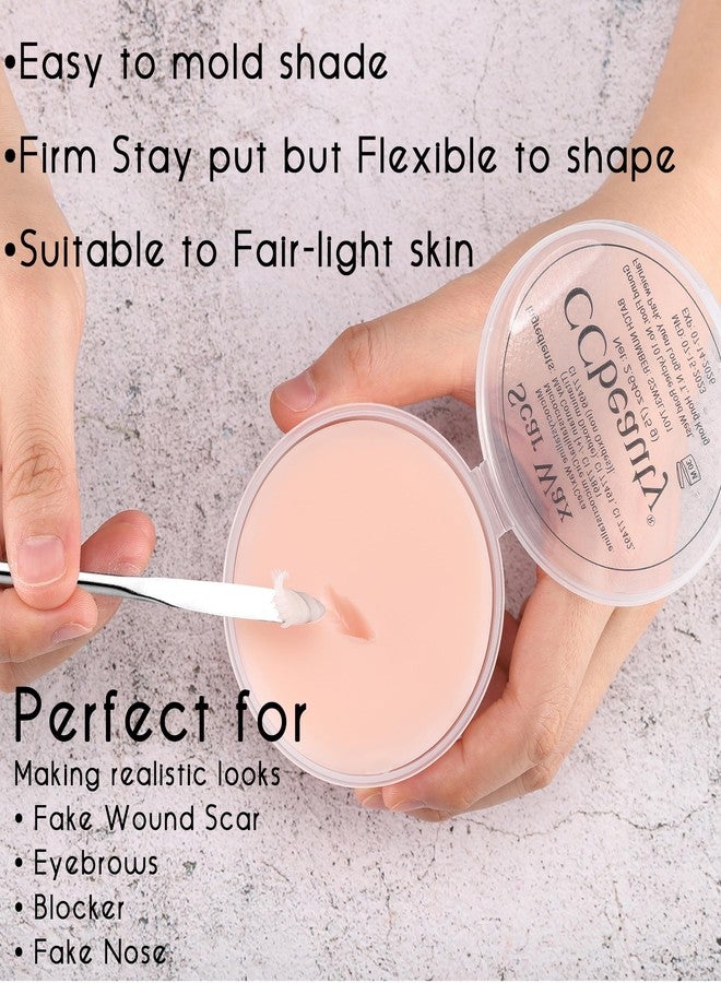 CCbeauty Halloween Scar Wax Kit 2.7oz - SFX Special Effects Stage Makeup, Fake Wound Mouldable Wax with Spatula Tool for Fake Cuts Nose Putty Makeup - Stage Film Costumes Cosplay SFX, Fair Light Skin - Image 2
