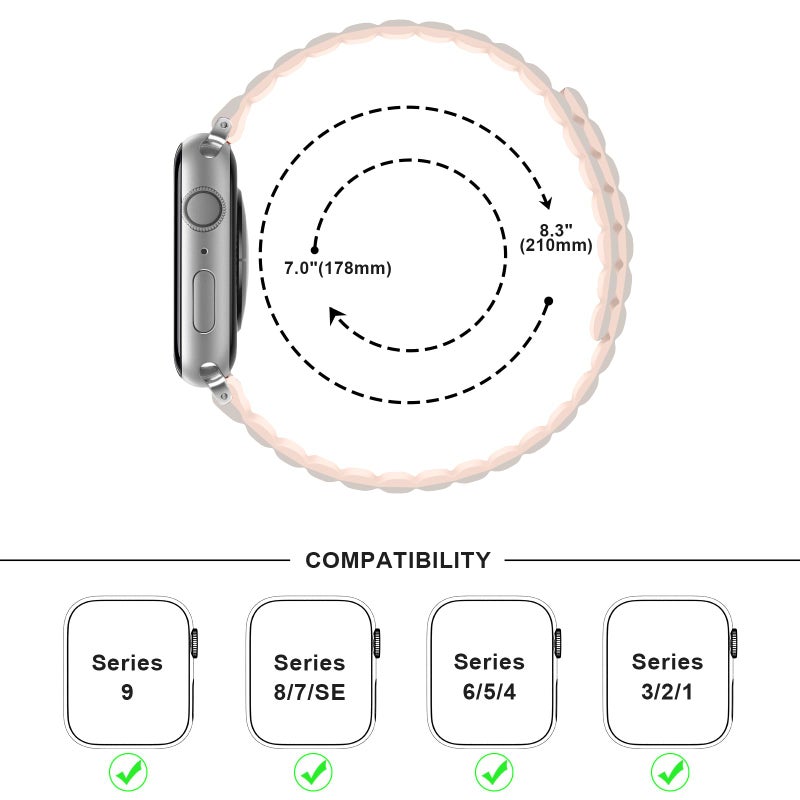 Anlinser Magnetic Bands Compatible with Apple Watch Band 49/46/45 44/42/41/40/38mm, Women Men Double Side Reversible Strap for iWatch Ultra 3-1 Series 11/10/9/8/7-1 SE (42/41/40/38, Starlight/Pink) - Image 2