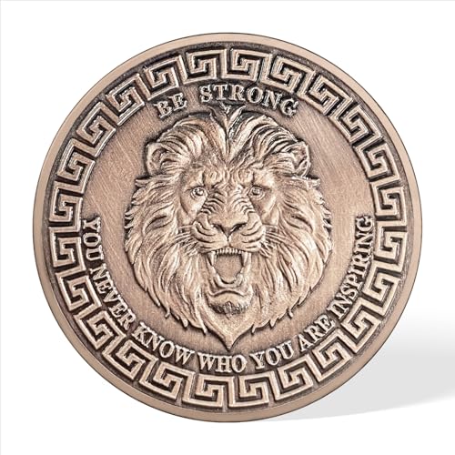 IELCJJ Inspirational Lion of Courage Christian Challenge Coin - Be Strong Jesus Religious Token - Art God Pocket Bible Verses Coins for Study - Good Luck Commemorative Gifts for Men Women Team - Image 3