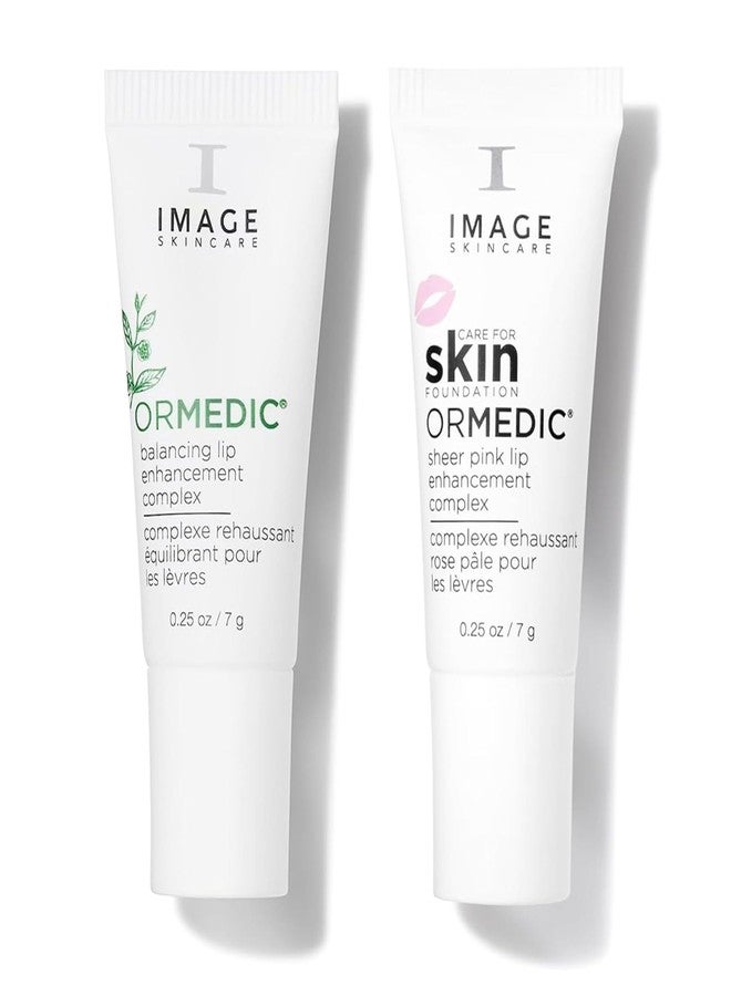 إيمدج سكينكاير مجموعة IMAGE للعناية بالبشرة، مُرطّب الشفاه Ormedic pH Balancing Lip Enhancement Complex، مع زيت الأفوكادو وفيتامين E لترطيب عميق، لون شفاف ووردي فاتح، عبوة من قطعتين - Image 1