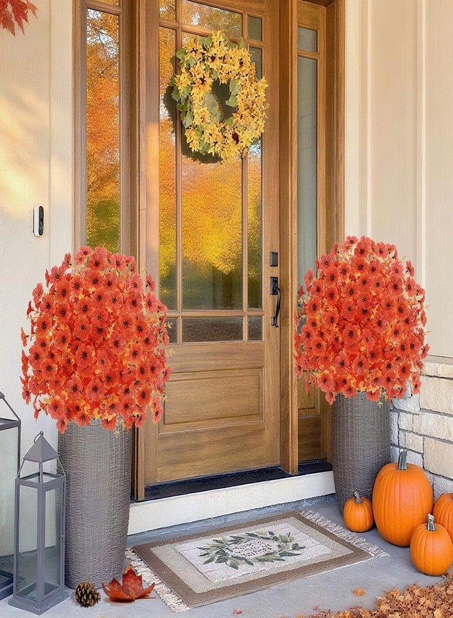 Geegoods مجموعة جيجودز من شجرتين صناعيتين على شكل كرة مزينة بالزهور للاستخدام الخارجي، شجيرات صناعية خريفية مع أوتاد تثبيت أرضية، نباتات البقس الصناعية المقاومة للأشعة فوق البنفسجية لتزيين الحديقة والشرفة والفناء - Image 3