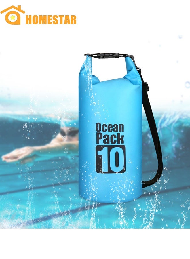 HOMESTAR 10L Waterproof Dry Bag, Roll Top Dry Compression Sack for Kayaking, Beach, Rafting, Boating, Hiking, Camping and Fishing，Floating Waterproof Pouch, Blue - Image 1
