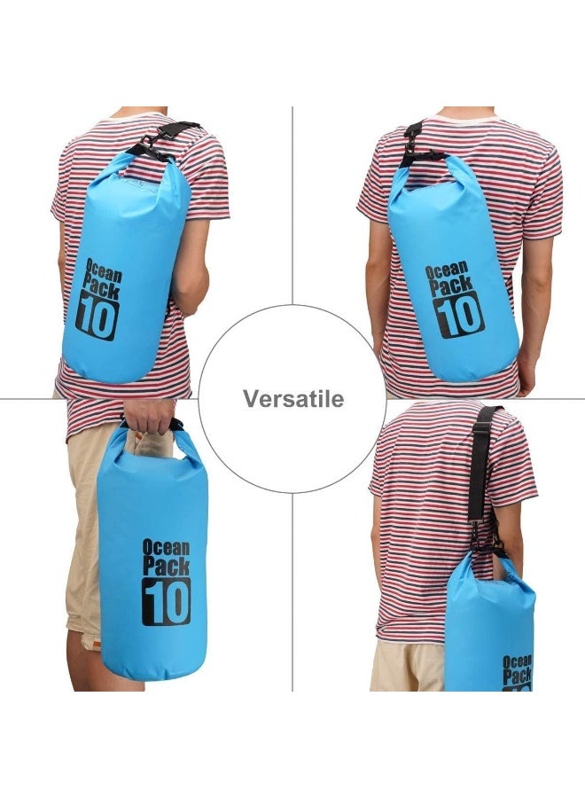 HOMESTAR 10L Waterproof Dry Bag, Roll Top Dry Compression Sack for Kayaking, Beach, Rafting, Boating, Hiking, Camping and Fishing，Floating Waterproof Pouch, Blue - Image 4