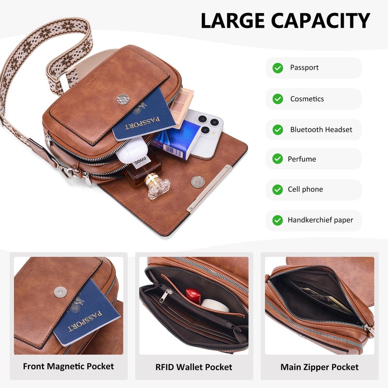Roulens Crossbody Bags for Women Small Crossbody Wallet Purses with Card Slots Leather Shoulder Handbags Travel/Daily Use - Image 4
