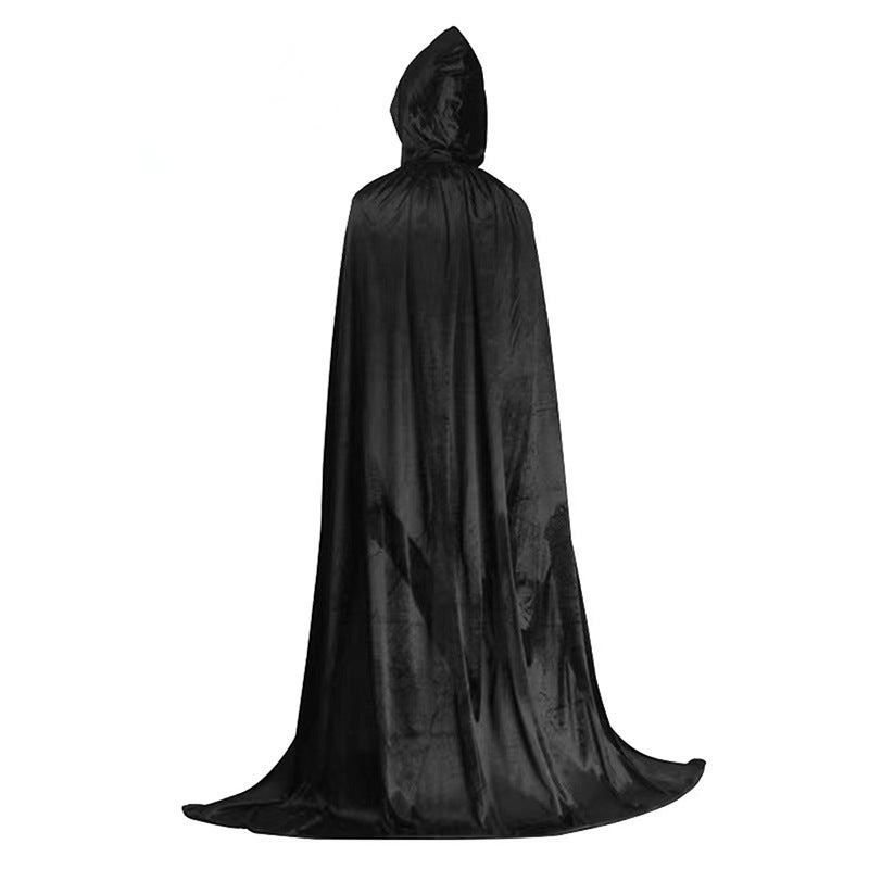 Adult Halloween Grim Reaper Cape with Hood, Velvet or Knit, Cloak for Party