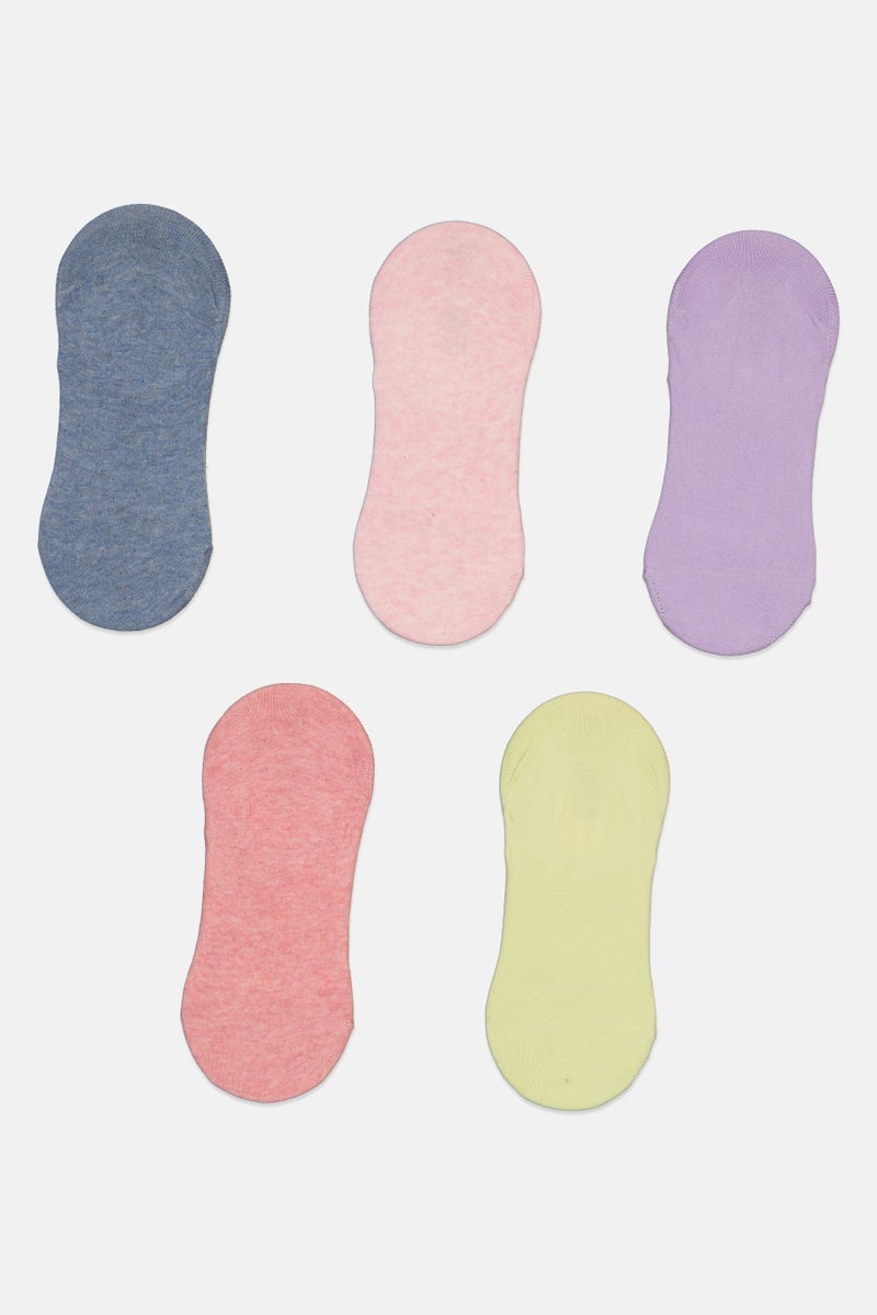 RBX Women 5 Pairs Round Invisible Non Terry Socks, Multicolor - Image 3