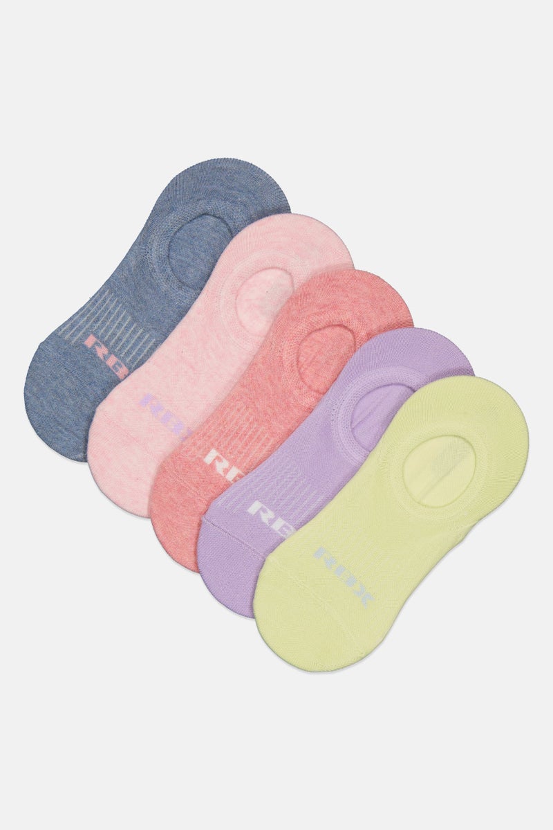 RBX Women 5 Pairs Round Invisible Non Terry Socks, Multicolor - Image 1