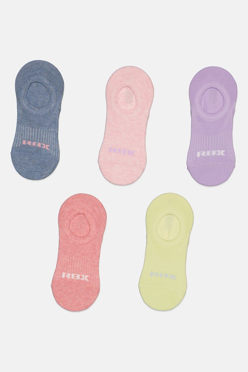RBX Women 5 Pairs Round Invisible Non Terry Socks, Multicolor - Image 2