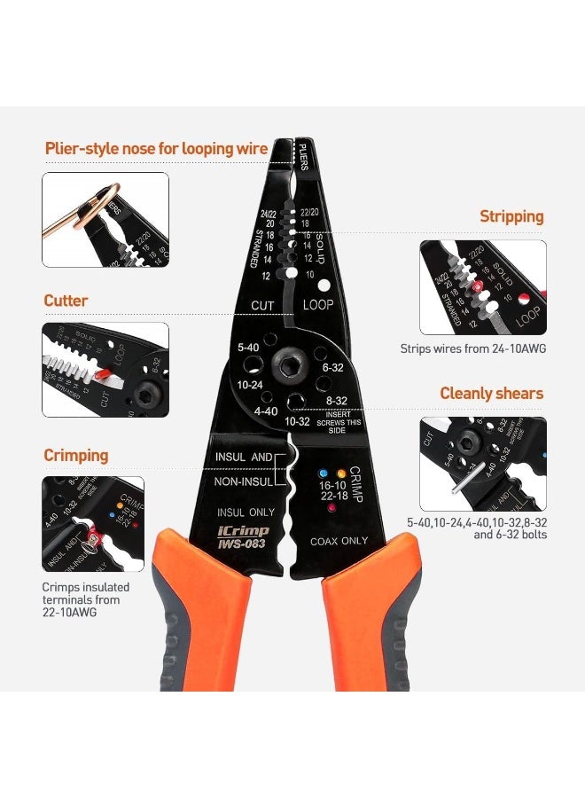 Multipurpose Stripper, Crimper, Cutter, 5-in-1 Compact Electricians Pliers Cable Strippers, Home Repair Tool - Image 4
