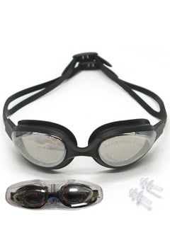 Dolphin G-102 Anti-Fog Swim Goggles Mirror Lens With Box & Ear Plugs, Black 
