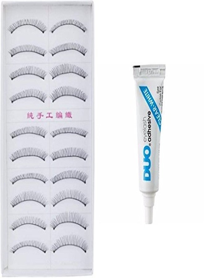 Gugzy® 10 Pairs Handmade Natural Soft False Eyelashes Fake Eye Lash with Glue - Image 1