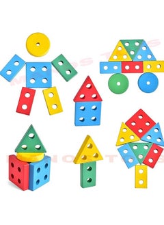 Manos Wooden Train Toddler Toys, 4 Shape Sorter and Stacking Wooden Toys, Puzzle Toys for 1 2 3 Year Old Boys Girls, Preschool Educational Toys(Shape Train Toy)  - Image 2