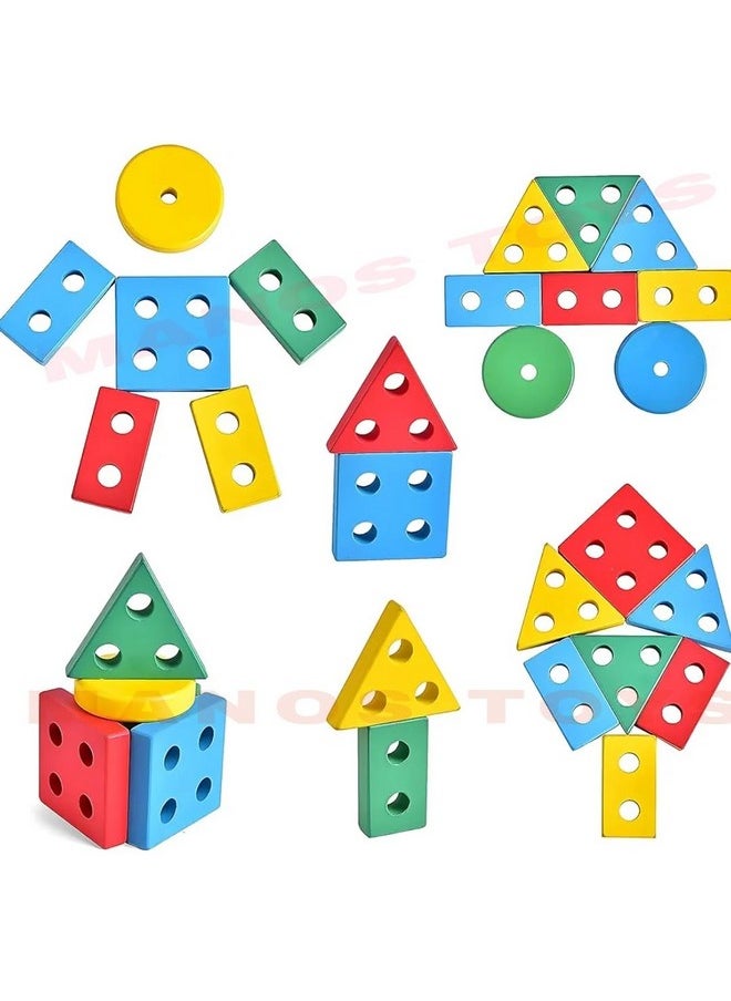Manos Wooden Train Toddler Toys, 4 Shape Sorter and Stacking Wooden Toys, Puzzle Toys for 1 2 3 Year Old Boys Girls, Preschool Educational Toys(Shape Train Toy)  - Image 2