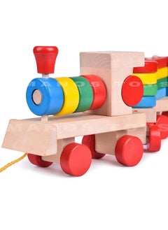 Manos Wooden Train Toddler Toys, 4 Shape Sorter and Stacking Wooden Toys, Puzzle Toys for 1 2 3 Year Old Boys Girls, Preschool Educational Toys(Shape Train Toy)  - Image 1