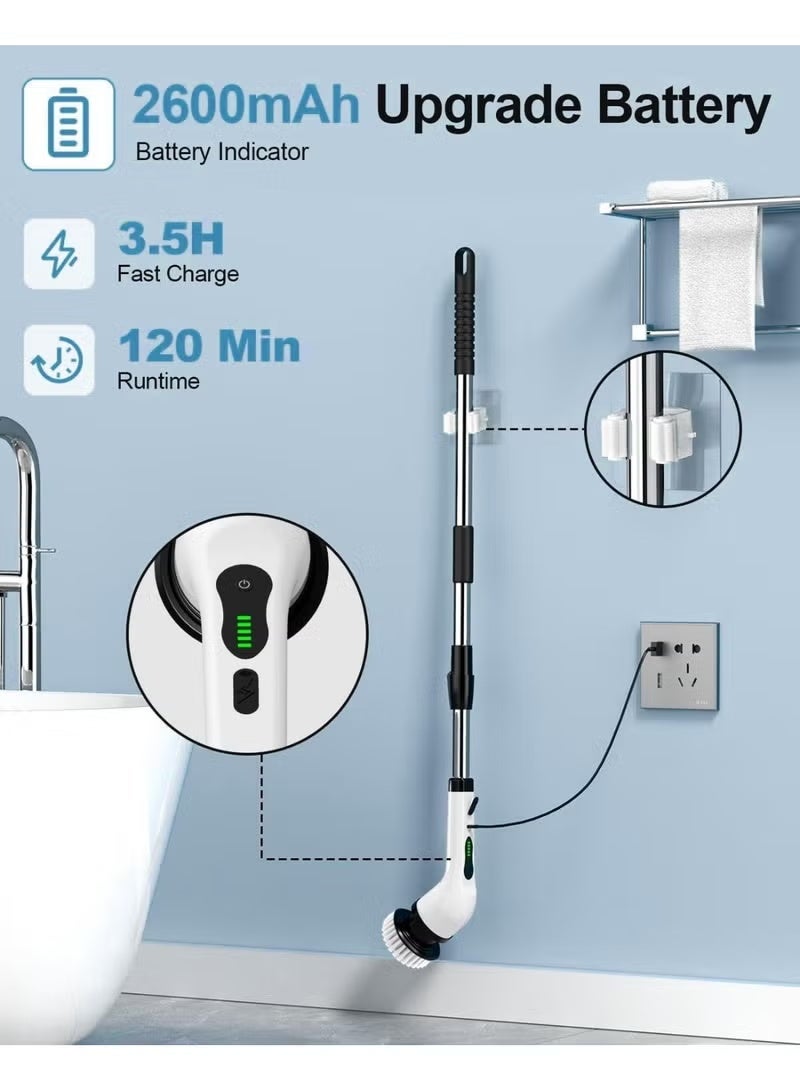 MOSH Multifunctional Electric Cleaning Brush - Wireless Rechargeable Handheld Rotating Scrubber with Multi-Purpose Brush Heads for Bathroom, Kitchen, Floor, Tiles & Household Cleaning - Image 2