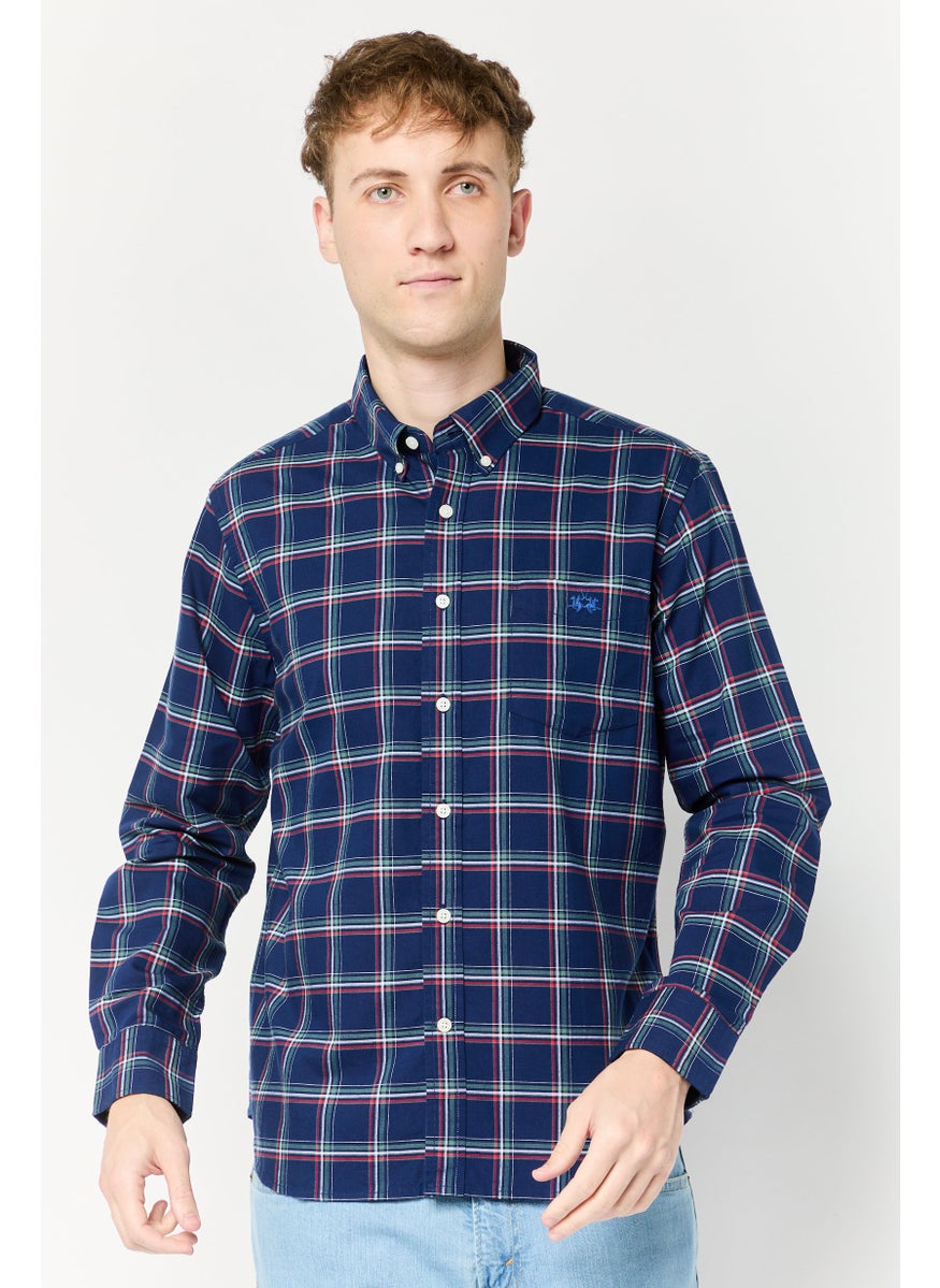 La Martina Men Tailored Fit Checkered Long Sleeves Casual Shirt, Multicolor  - Image 1