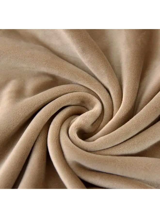 4 Pcs Modern Velvet Dining Chair Covers Elastic Fit Slipcovers Light Coffee Washable Polyester - Image 2