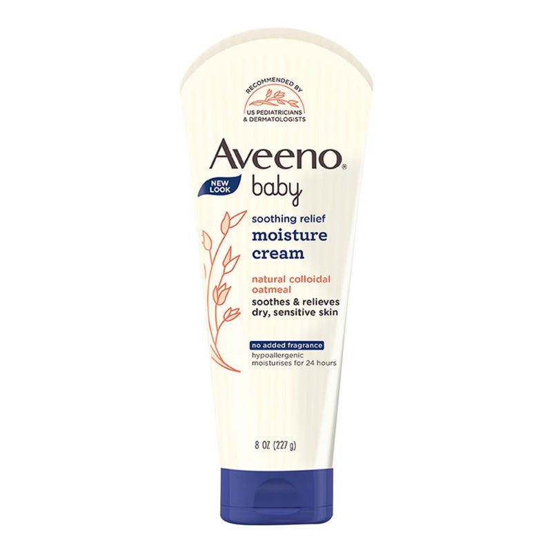 Aveeno Baby Soothing Relief Moisture Cream 227g|24-Hour Protection for Dry,Itchy or Sensitive Skin|Natural oat extract|Fragrance-free,paraben-free,Hypoallergenic|US #1 Pediatrician recommended - Image 4
