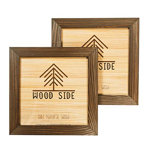 Woodside Rustic Wooden Square Picture Frames 8x8 - Set of 2-100% Natural Solid Eco Wood with Real Glass for Wall Mounting and Tabletop Photo Frame - Brown Wenge - Image 1