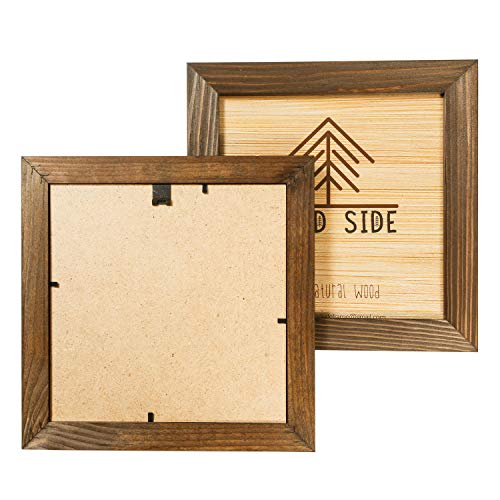Woodside Rustic Wooden Square Picture Frames 8x8 - Set of 2-100% Natural Solid Eco Wood with Real Glass for Wall Mounting and Tabletop Photo Frame - Brown Wenge - Image 3