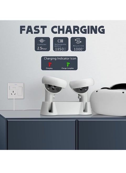 compatible with Oculus Quest 2 controllers/VR Charger Station for /Oculus Quest 2 Controller Fast Charging Station Kit with Type-C Charging Cable