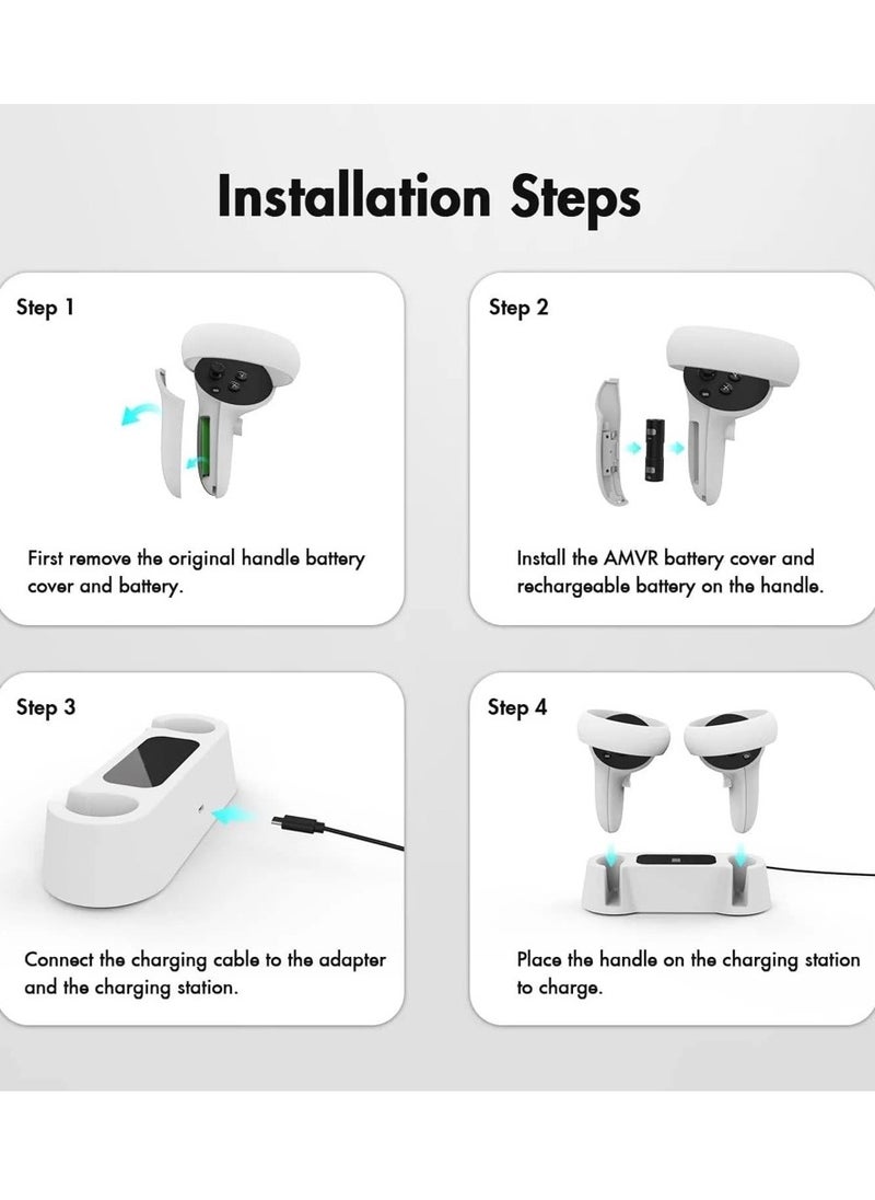 compatible with Oculus Quest 2 controllers/VR Charger Station for /Oculus Quest 2 Controller Fast Charging Station Kit with Type-C Charging Cable