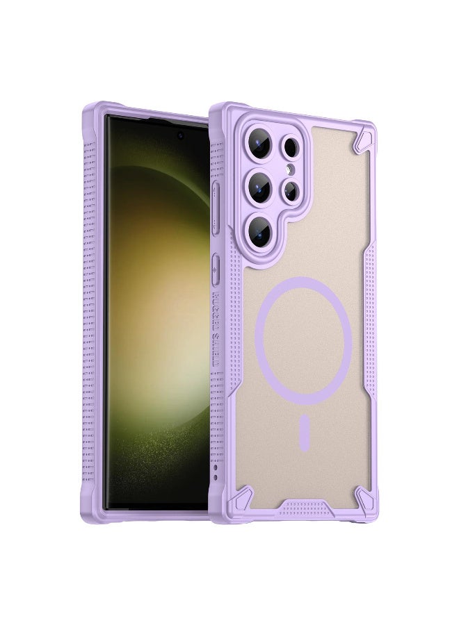 Cover For Samsung Galaxy S23 Ultra Armor Glaze MagSafe Magnetic Phone Case Raised edges around the screen and camera lens help prevent scratches - Purple - Image 1