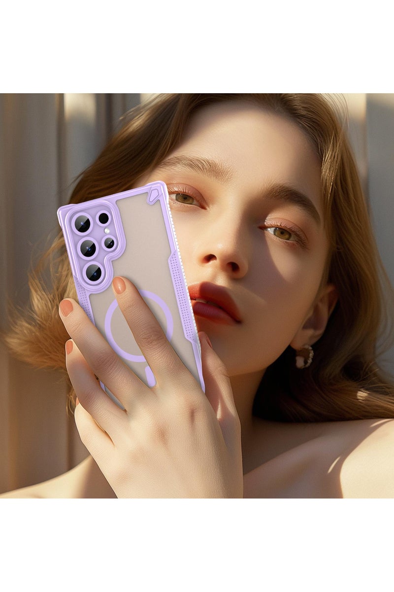 Cover For Samsung Galaxy S23 Ultra Armor Glaze MagSafe Magnetic Phone Case Raised edges around the screen and camera lens help prevent scratches - Purple - Image 2