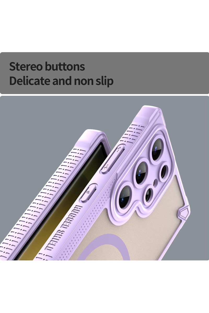 Cover For Samsung Galaxy S23 Ultra Armor Glaze MagSafe Magnetic Phone Case Raised edges around the screen and camera lens help prevent scratches - Purple - Image 5