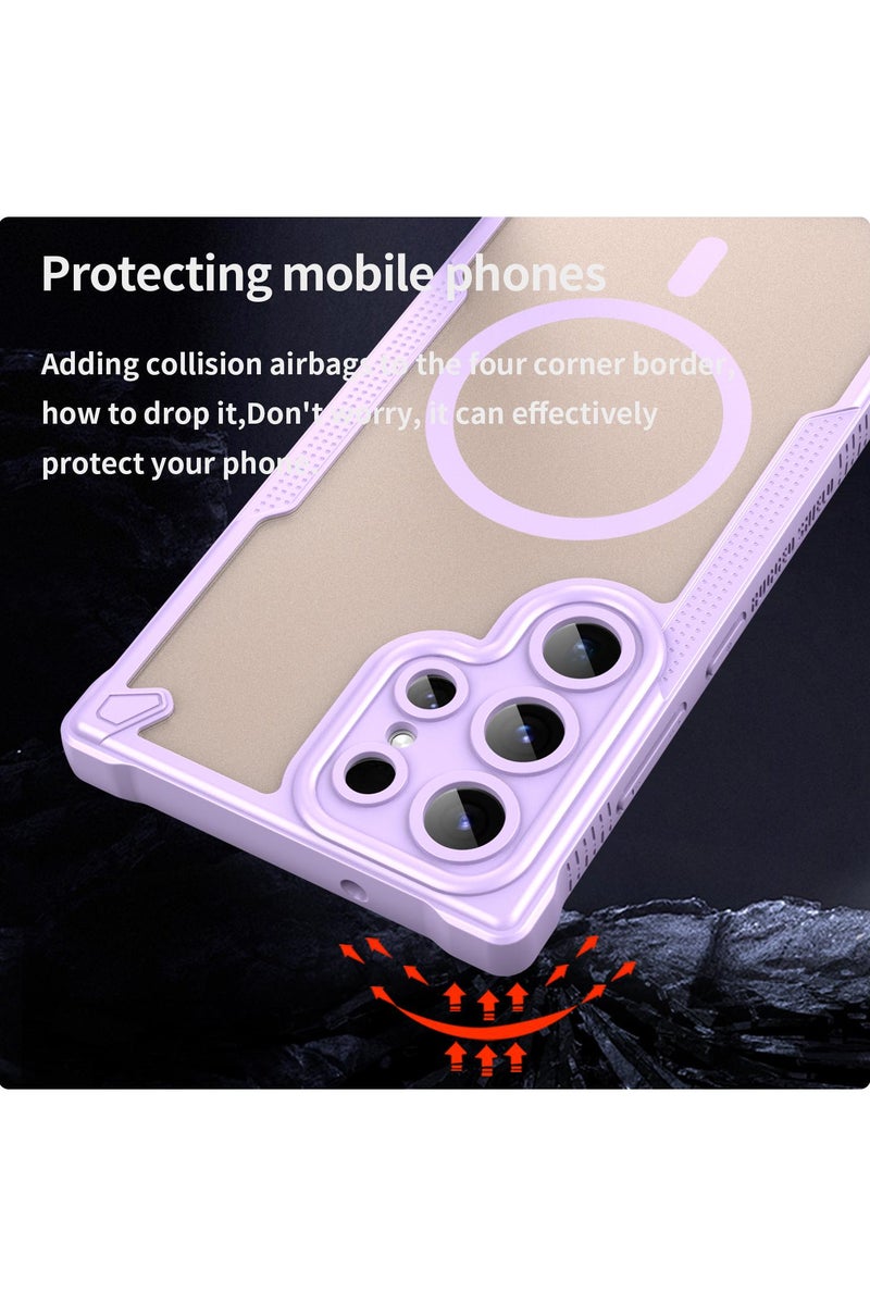 Cover For Samsung Galaxy S23 Ultra Armor Glaze MagSafe Magnetic Phone Case Raised edges around the screen and camera lens help prevent scratches - Purple - Image 3