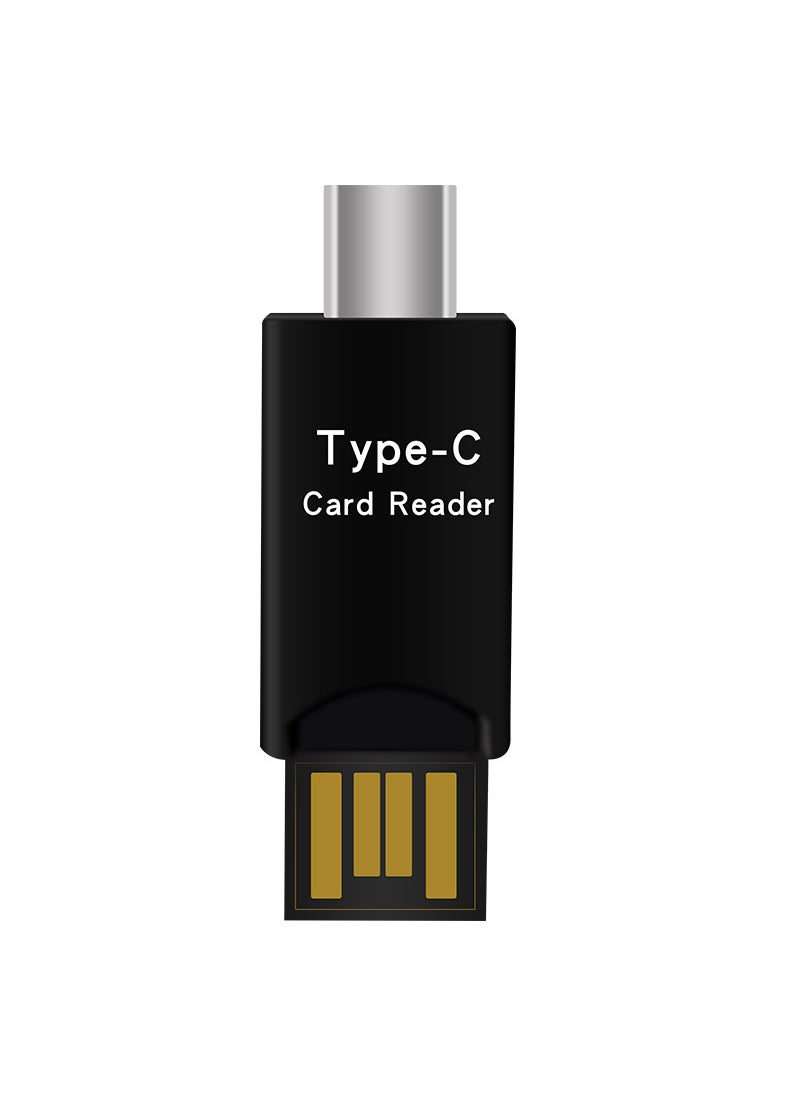Portable Type-C Interface Mobile Phone Reader TF Card OTG Storage Card Reader USB 2.0 External Installation for Phone And Computer Users Black