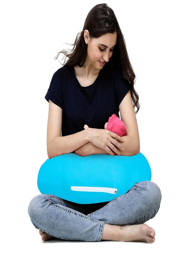 GET IT Cotton 5-in-1 Feeding Pillow with Detachable Cover | New Born Portable Breast Feeding Pillow for Baby | Infant Support for Baby and Mom (Full Blue) - Image 1