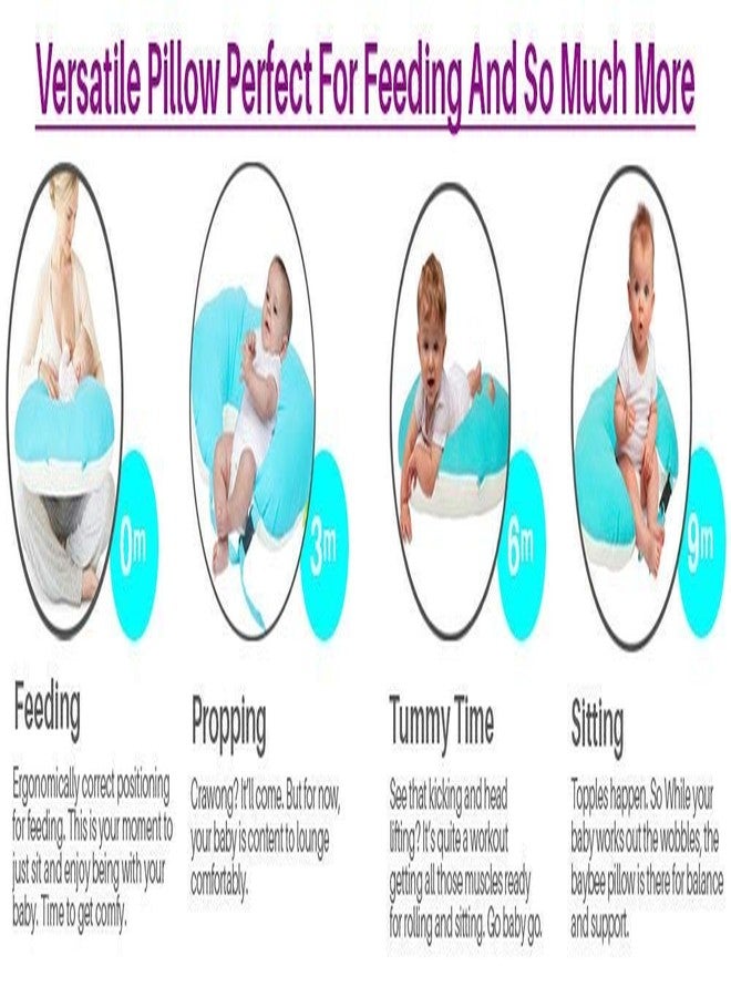 GET IT Cotton 5-in-1 Feeding Pillow with Detachable Cover | New Born Portable Breast Feeding Pillow for Baby | Infant Support for Baby and Mom (Full Blue) - Image 4