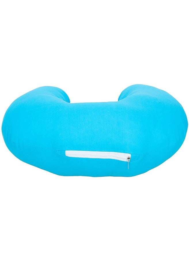 GET IT Cotton 5-in-1 Feeding Pillow with Detachable Cover | New Born Portable Breast Feeding Pillow for Baby | Infant Support for Baby and Mom (Full Blue) - Image 2