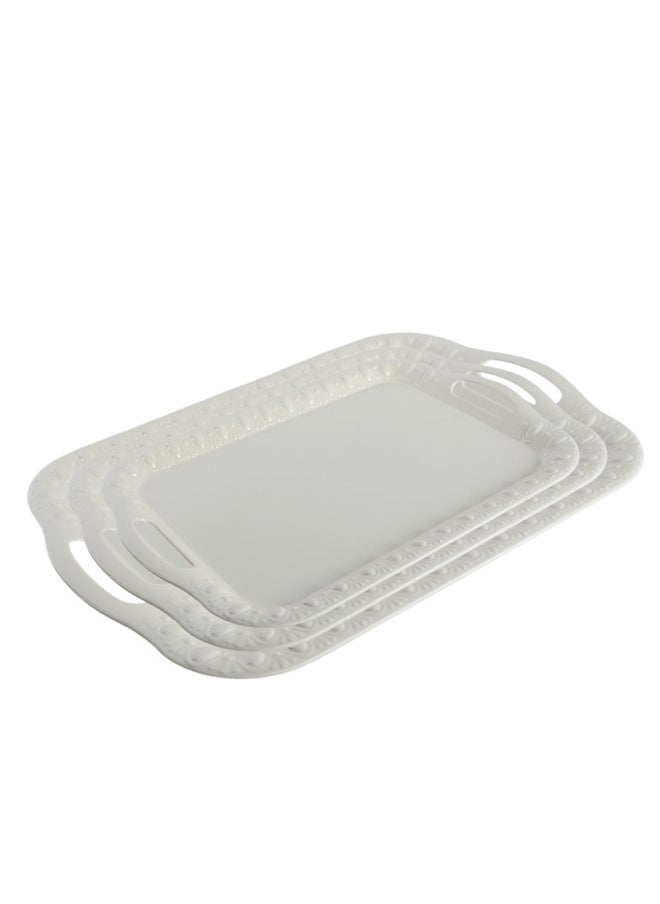 Trust 3-Piece Melamine Serving Tray Set Small Size 35CM, Medium Size 40CM & Large Size 45CM Beige  - Image 1