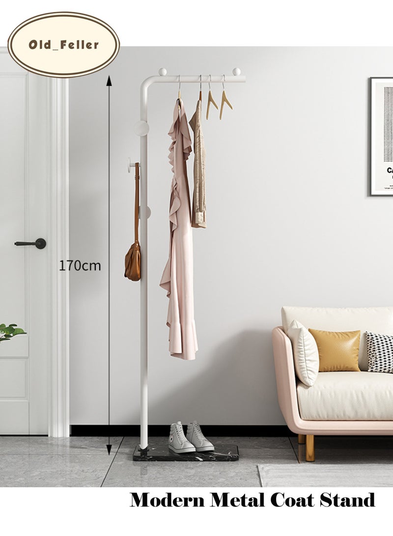 أولد فيلير حامل معاطف معدني عصري قائم بذاته، مع طاولة و3 خطاطيف، مثالي للغرفة، غرفة المعيشة، المكتب وغرفة الطعام. سهل التنظيف، أنيق ومتين، أبيض وأسود. - Image 1