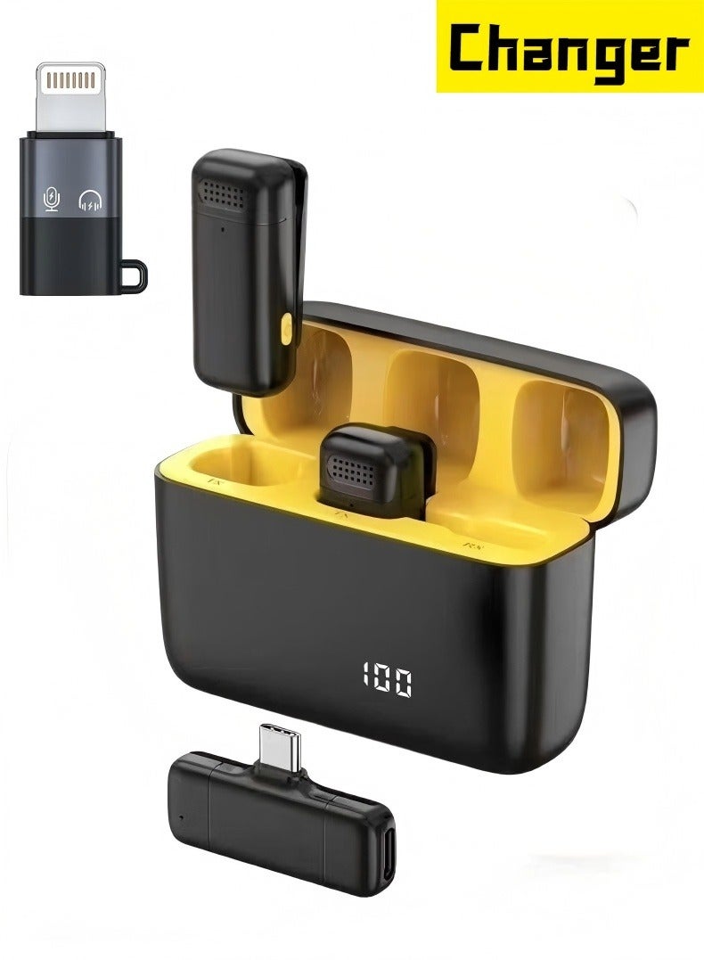 Changer Mini Wireless Lavalier Lapel Microphone for iPhone, iPad - with 500mAh Charge Case & 30Hrs Playtime, 2 Pack Clip-On Small Mic for Tiktok, YouTube, Podcast, Vlog, Video Recording, Live Streaming - Image 1