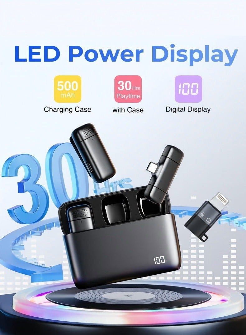 Changer Mini Wireless Lavalier Lapel Microphone for iPhone, iPad - with 500mAh Charge Case & 30Hrs Playtime, 2 Pack Clip-On Small Mic for Tiktok, YouTube, Podcast, Vlog, Video Recording, Live Streaming - Image 2