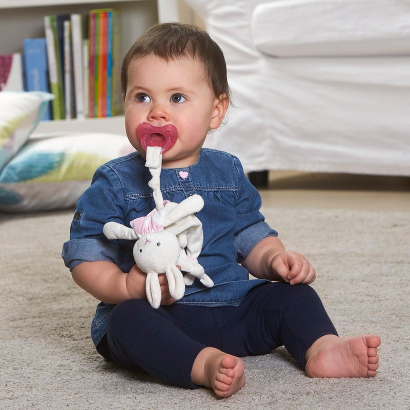 Chicco حامل مصاصة شيكو بوكيت باديس الناعم - لعبة محشوة مريحة، حيوان محشو 0م+، أرنب وردي - Image 2