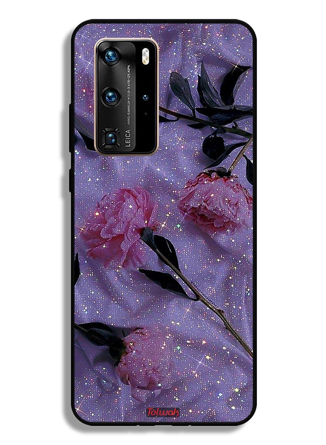 Tolwak Huawei P40 Pro 5G Protective Case Cover Glitter Roses - Image 2