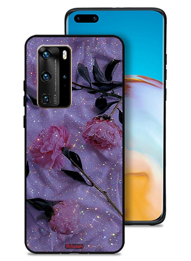 Tolwak Huawei P40 Pro 5G Protective Case Cover Glitter Roses - Image 1