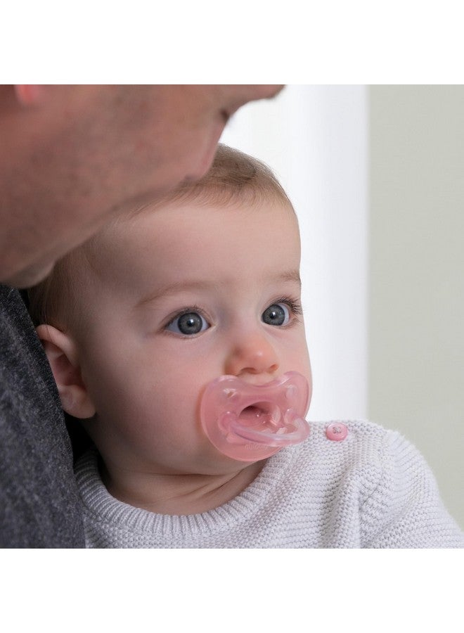 Chicco PhysioForma 100% Soft Silicone One Piece Pacifier for Babies 0-6 Months | BPA & Latex Free | Reusable Case | Soft Pink, 2pk - Image 1