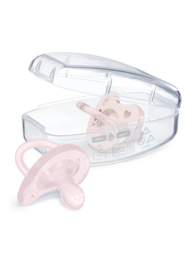 Chicco PhysioForma 100% Soft Silicone One Piece Pacifier for Babies 0-6 Months | BPA & Latex Free | Reusable Case | Soft Pink, 2pk - Image 3