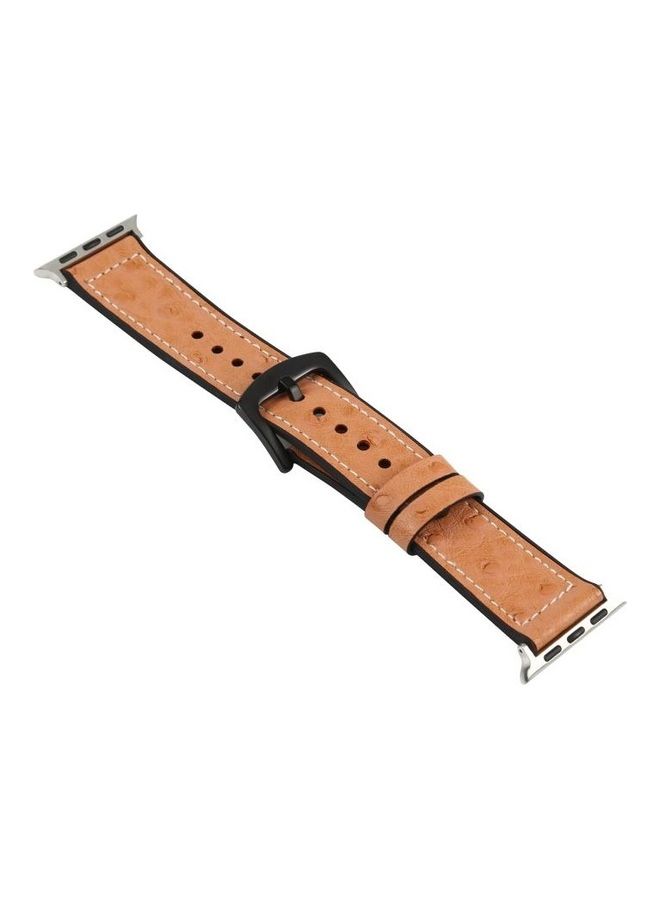 NIBEMINENT Ostrich Texture Leather Replacement Watchbands For Apple Watch Series 7/6/SE/5/4/3/2/1 45/44/42mm Black - Image 5