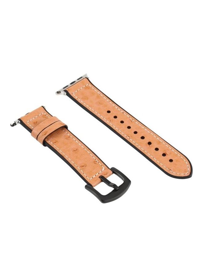 NIBEMINENT Ostrich Texture Leather Replacement Watchbands For Apple Watch Series 7/6/SE/5/4/3/2/1 45/44/42mm Black - Image 3