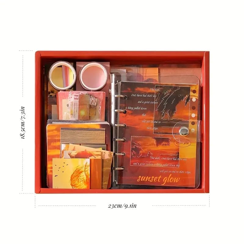 CESITRA Journal Scrapbook Kit | Vintage Aesthetic Scrapbook Kit | Journal Supplies with Scrapbooking Paper Birthday Craft Gift | Scrapbook for Kids Girl (Orange Sunset Glow Scrapbook) - Image 3
