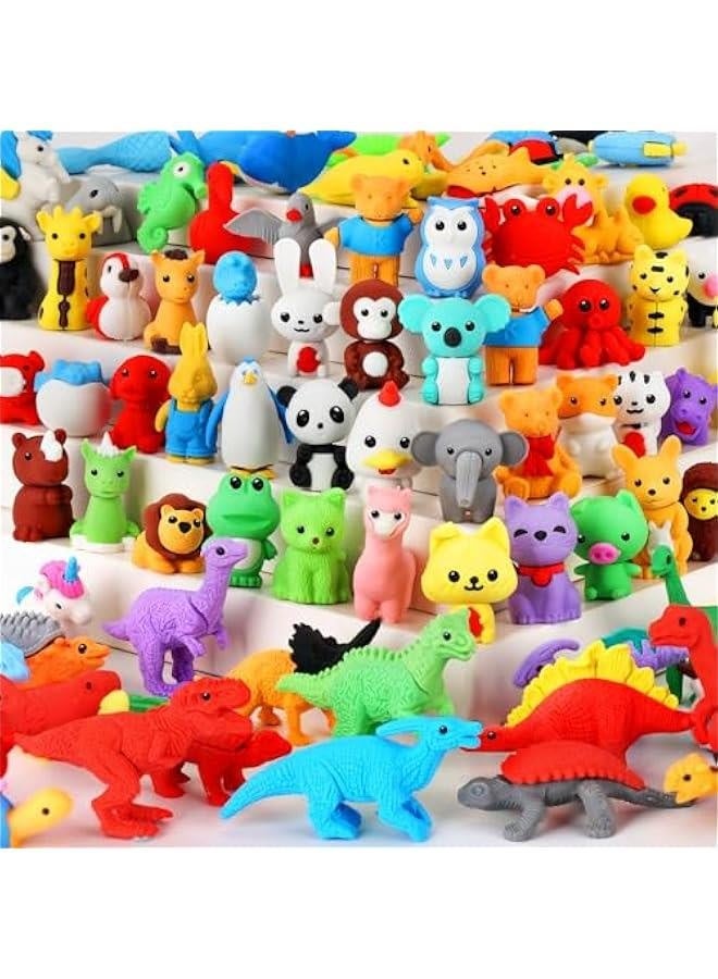 Generic 81Pcs Animal Erasers Desk Pets for Kids Animal Pencil Erasers Bulk Puzzle Erasers Toys Gifts for Classroom Prizes,Game Reward,Treasure Box, Egg Fillers,Goodie Bag Stuffers,Party Favors  - Image 1