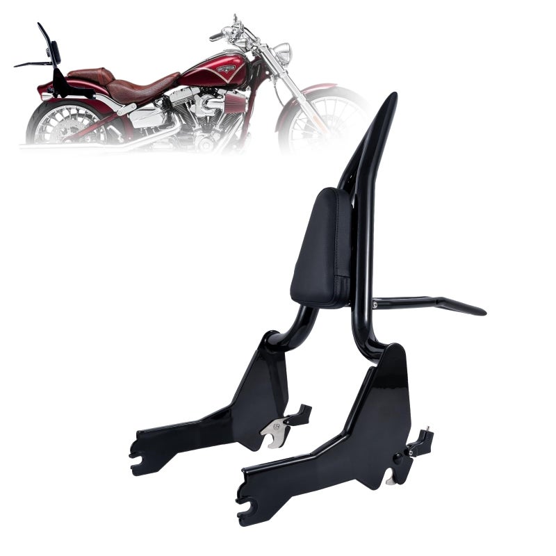 Kinglemc Adjustable OnePiece Holdfast Sissy Bar Luggage Rack Passenger Backrest with Lock for Harley Davidson Breakout Fat Boy 114 FLFB FLFBS FXBR FXBRS Models 20182025Gloss Black